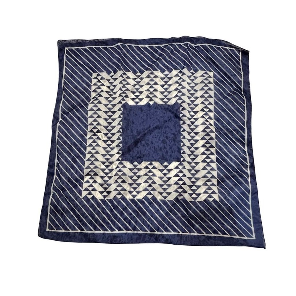 Pierre Cardin Women's Vintage Geometric Print Scarf Blue